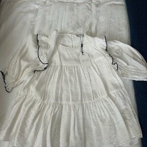 English Factory White Smocked Puff Sleeve Blouse